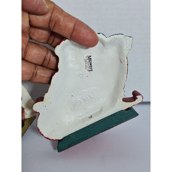 Three Midwest Imports Santa In Sleigh Hand Painted Cast Iron Stocking Hangers - Picture 10 of 12